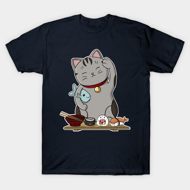 Lucky cat T-Shirt by Adelaidelia